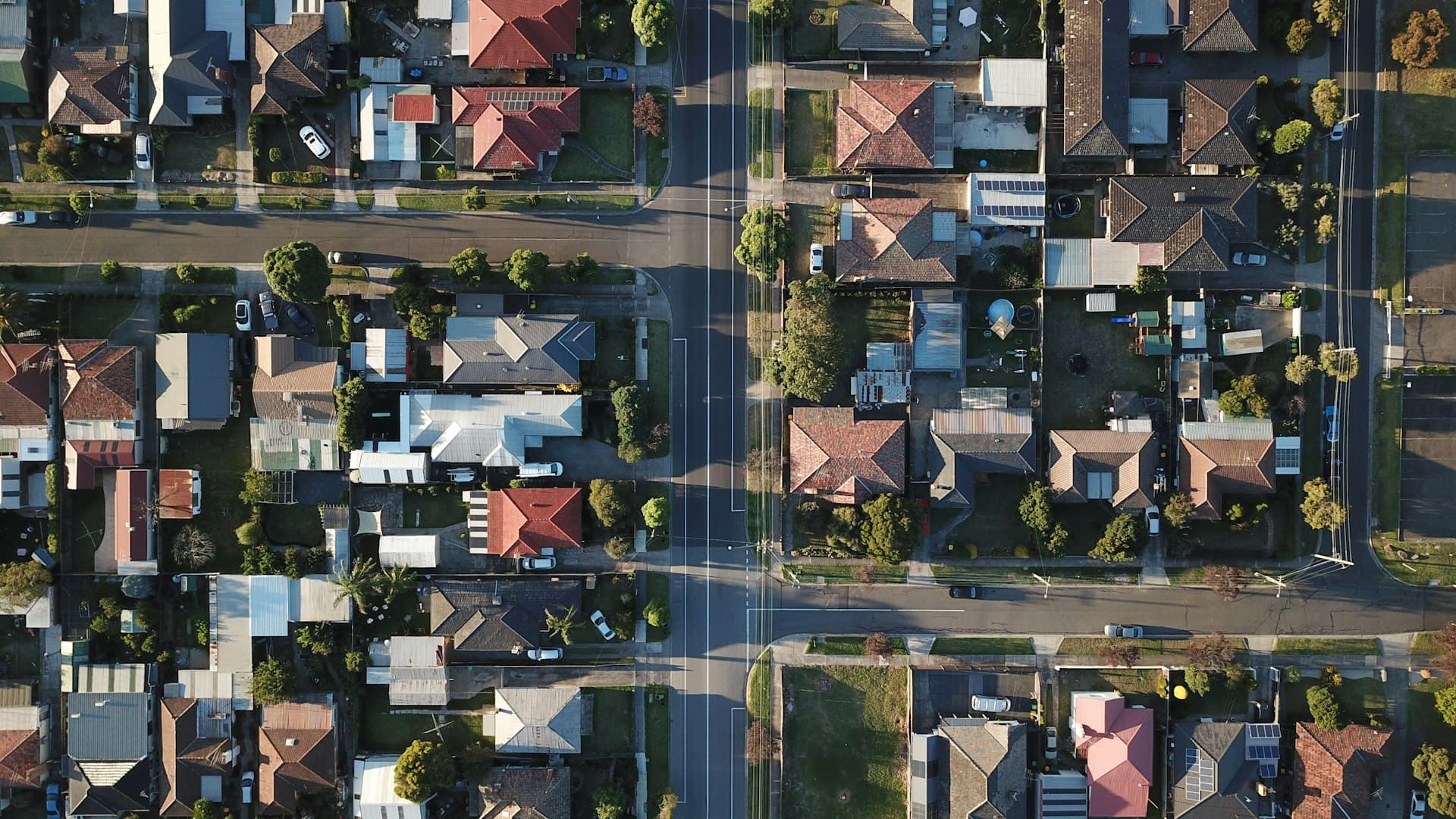Aerial view of suburban houses